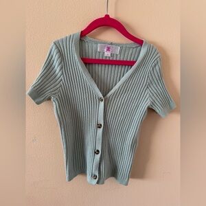 Chloe + Cyrus Green Short sleeve Ribbed button down Cardigan size girls Med